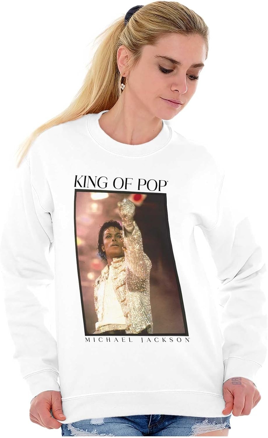 image:imageBrisco Brands Michael Jackson King of Pop HIStory Sweatshirt for Men or WomenWhite