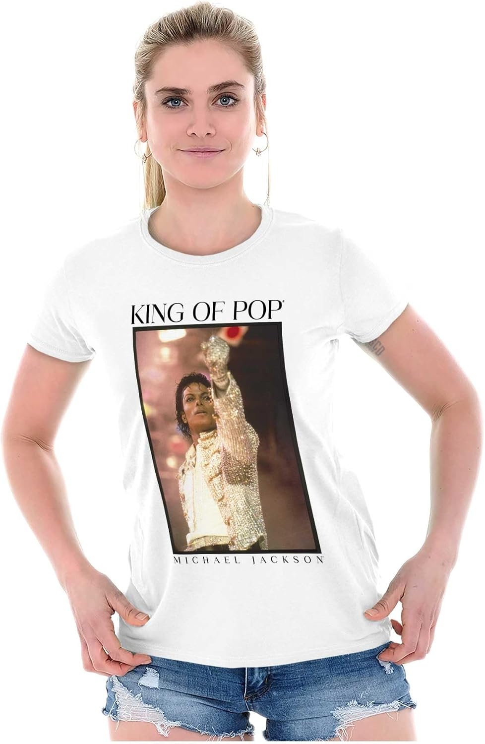 image:imageMichael Jackson King of Pop History Womens Slim Fit Graphic Tee