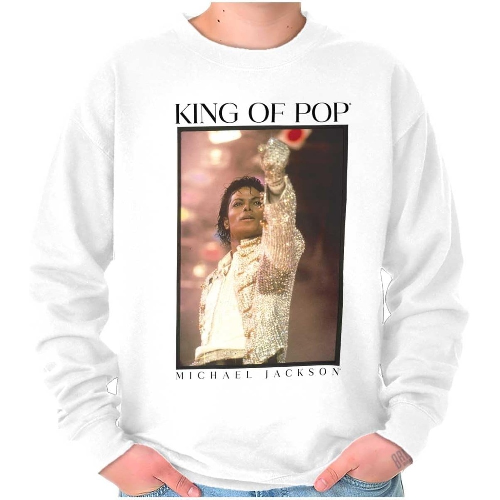 image:imageBrisco Brands Michael Jackson King of Pop HIStory Sweatshirt for Men or WomenWhite