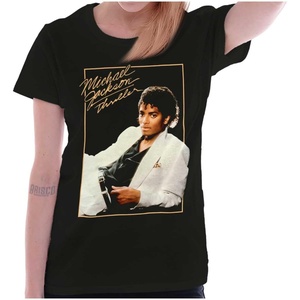 Michael Jackson Thriller Album Cover Womens Slim Fit Graphic Tee