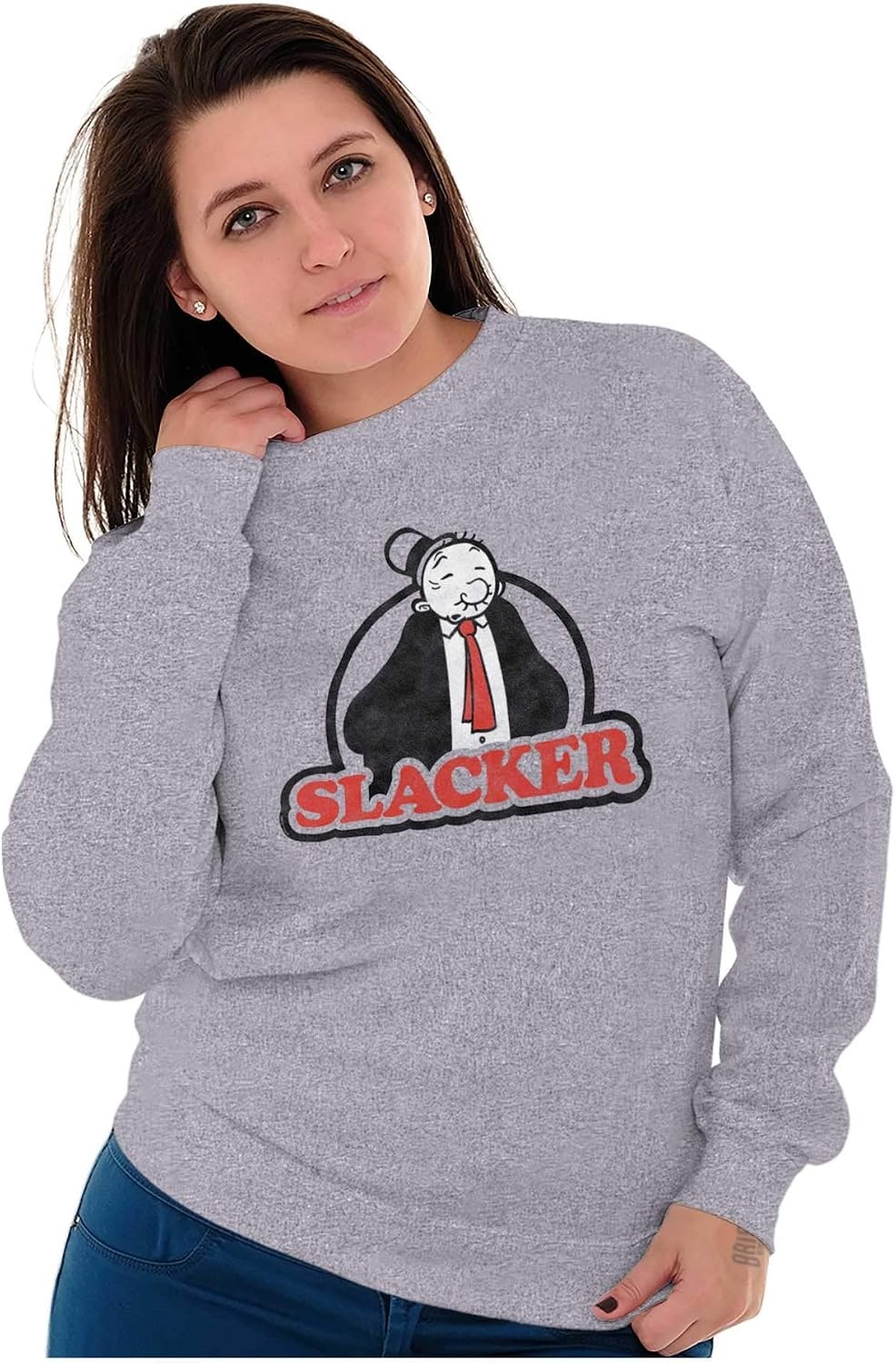 image:imageBrisco Brands Wimpy Slacker Popeye The Sailor Man Sweatshirt for Men or WomenSport Grey