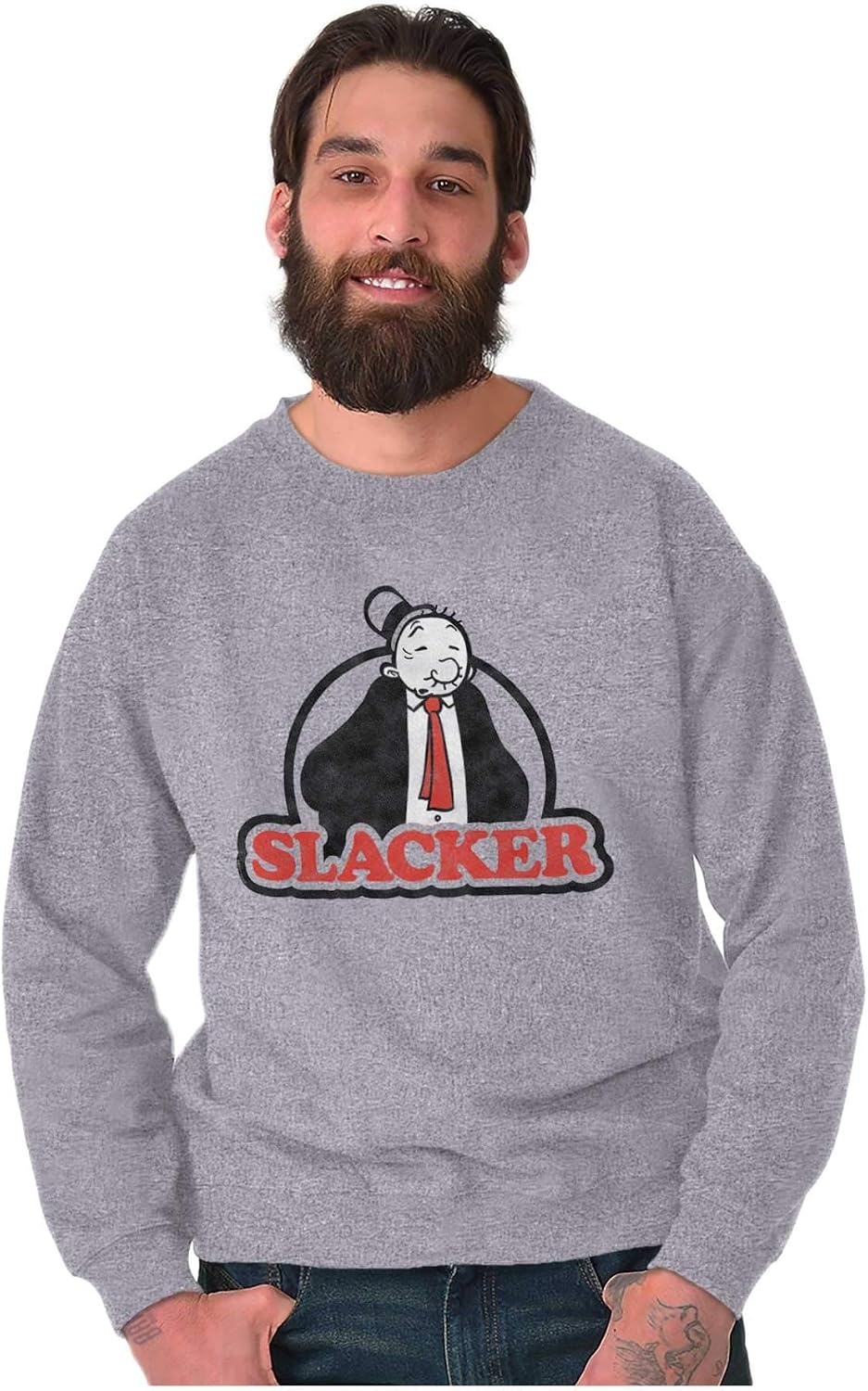 image:imageBrisco Brands Wimpy Slacker Popeye The Sailor Man Sweatshirt for Men or WomenSport Grey