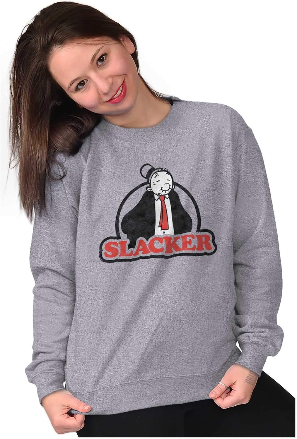 image:imageBrisco Brands Wimpy Slacker Popeye The Sailor Man Sweatshirt for Men or WomenSport Grey