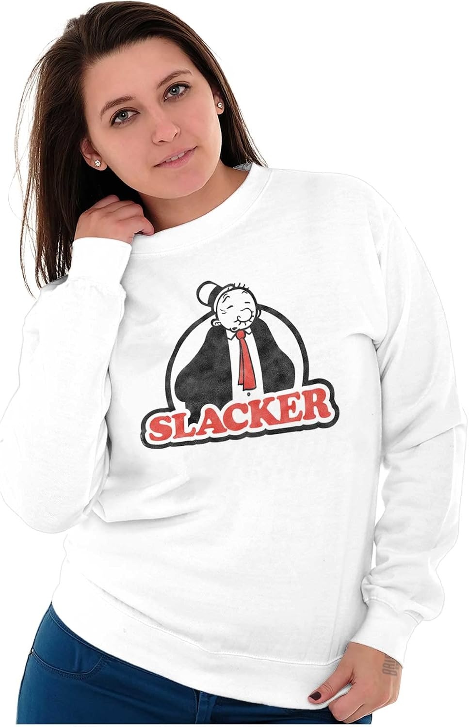 image:imageBrisco Brands Wimpy Slacker Popeye The Sailor Man Sweatshirt for Men or WomenWhite