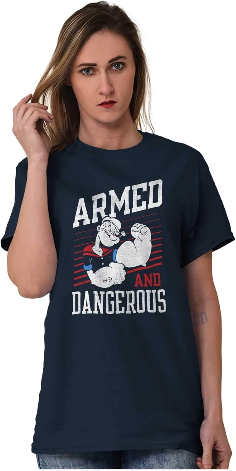 image:imageBrisco Brands Popeye Armed Dangerous Biceps Workout Graphic T Shirt Men or WomenNavy