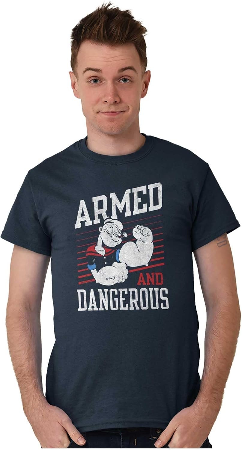 image:imageBrisco Brands Popeye Armed Dangerous Biceps Workout Graphic T Shirt Men or WomenNavy