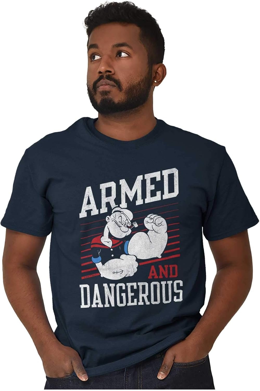 image:imageBrisco Brands Popeye Armed Dangerous Biceps Workout Graphic T Shirt Men or WomenNavy