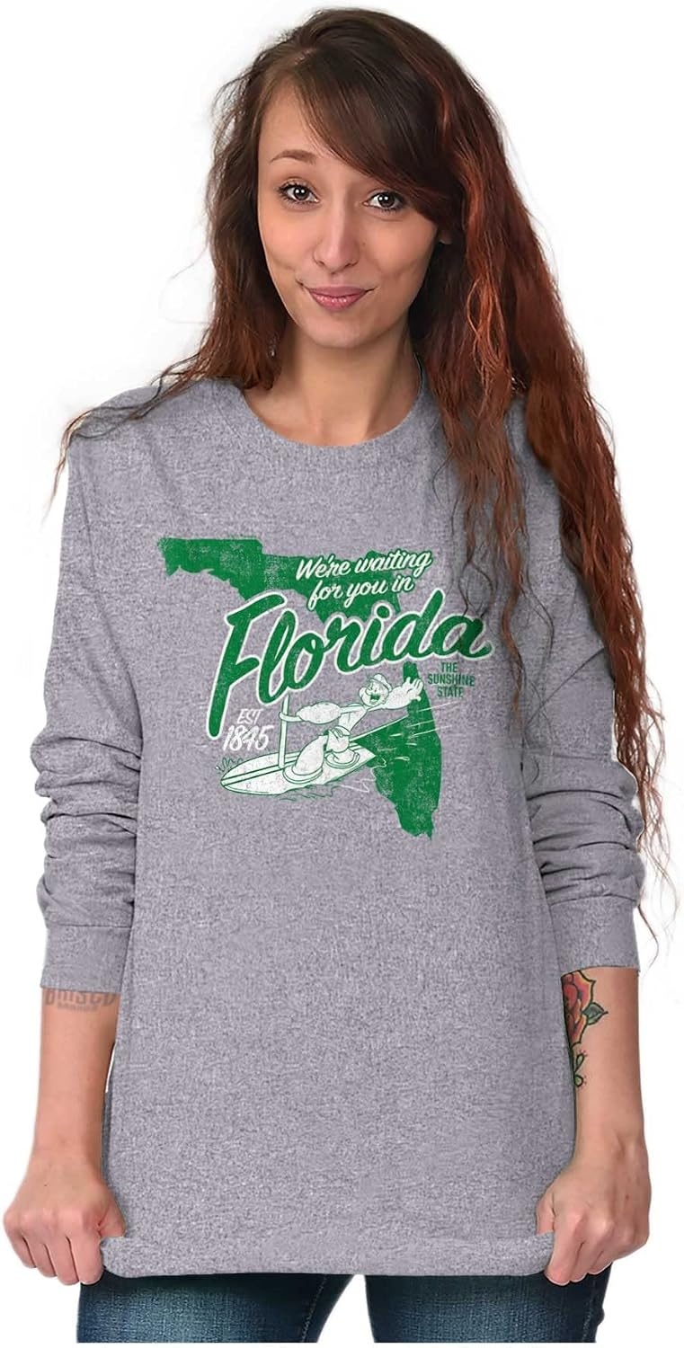 image:imageBrisco Brands Popeye Cartoon American States Long Sleeve Tshirt Men WomenFlorida