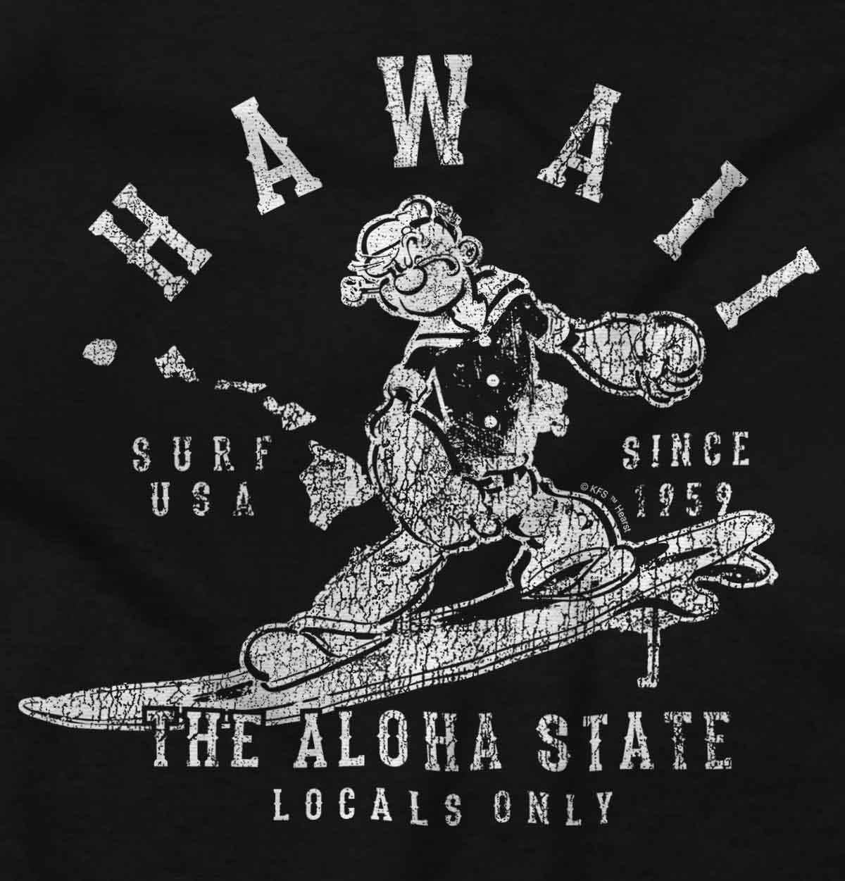 image:imageBrisco Brands Popeye Cartoon American States Long Sleeve Tshirt Men WomenHawaii