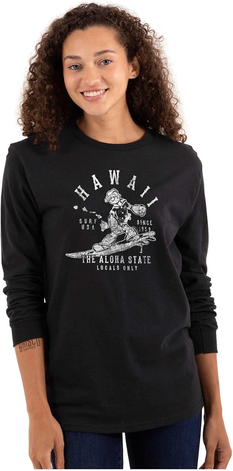 image:imageBrisco Brands Popeye Cartoon American States Long Sleeve Tshirt Men WomenHawaii