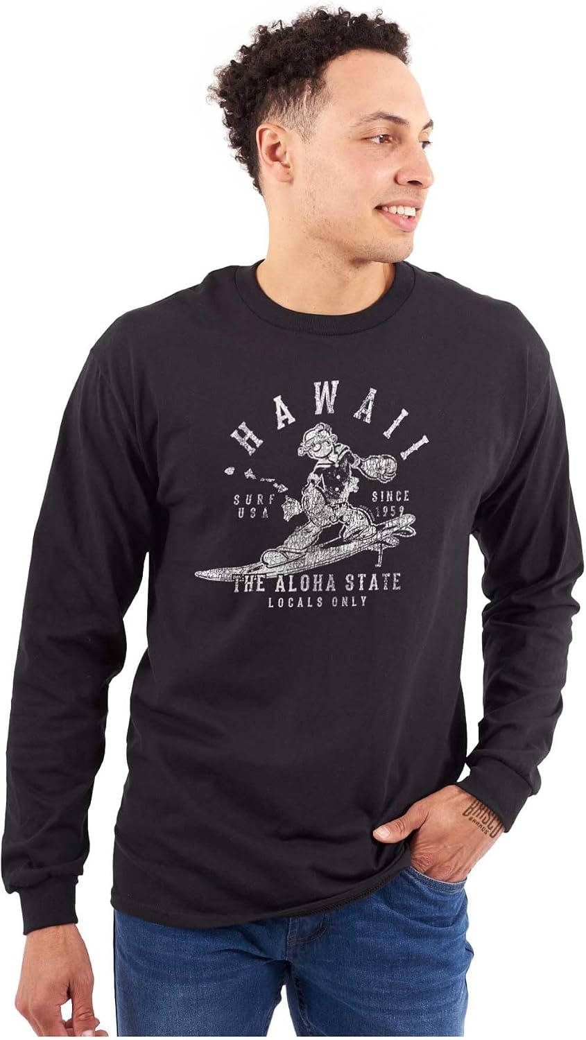 image:imageBrisco Brands Popeye Cartoon American States Long Sleeve Tshirt Men WomenHawaii