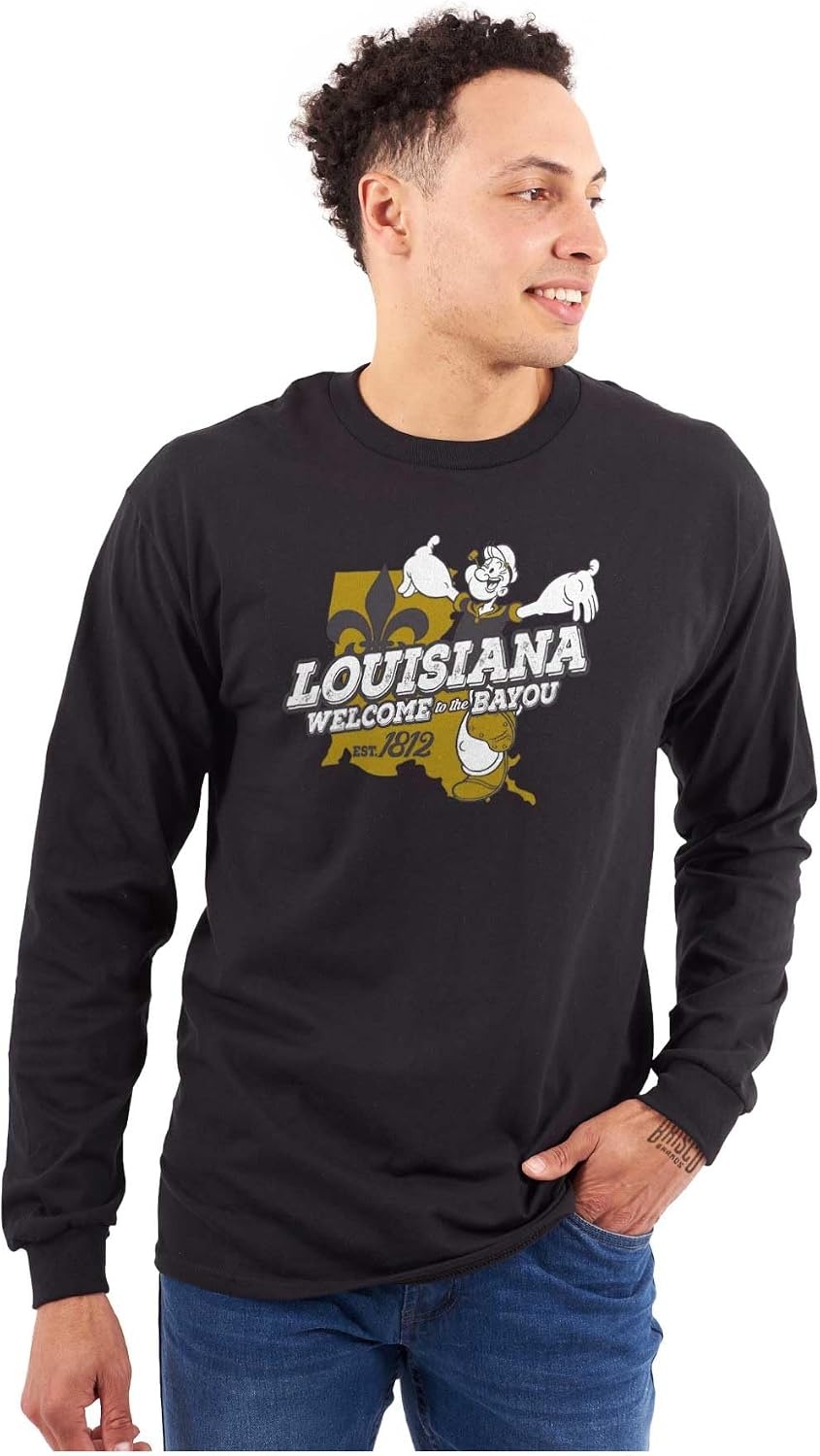 image:imageBrisco Brands Popeye Cartoon American States Long Sleeve Tshirt Men WomenLouisiana