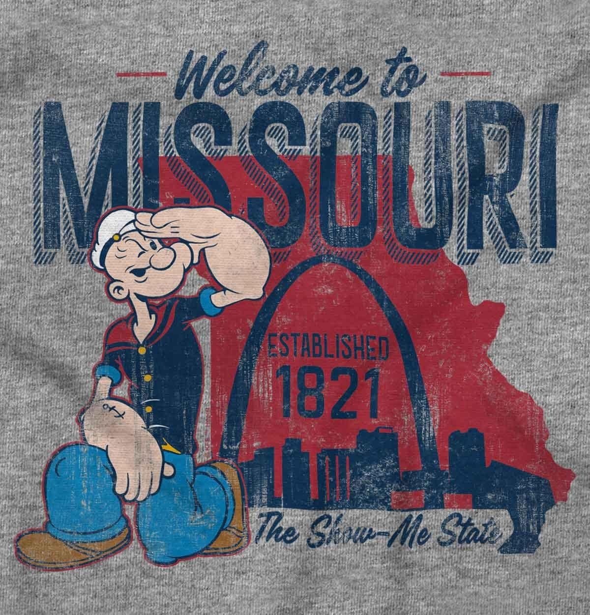 image:imageBrisco Brands Popeye Cartoon American States Long Sleeve Tshirt Men WomenMissouri