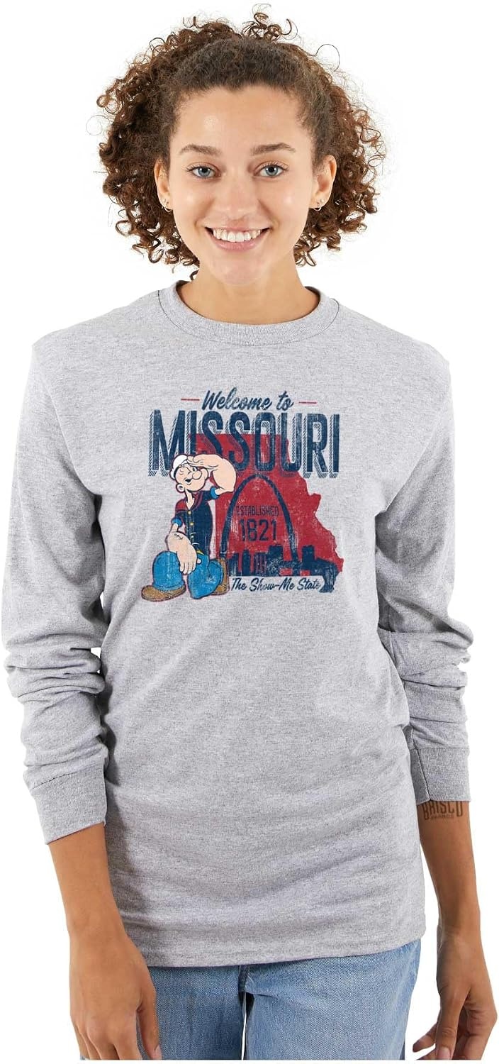 image:imageBrisco Brands Popeye Cartoon American States Long Sleeve Tshirt Men WomenMissouri