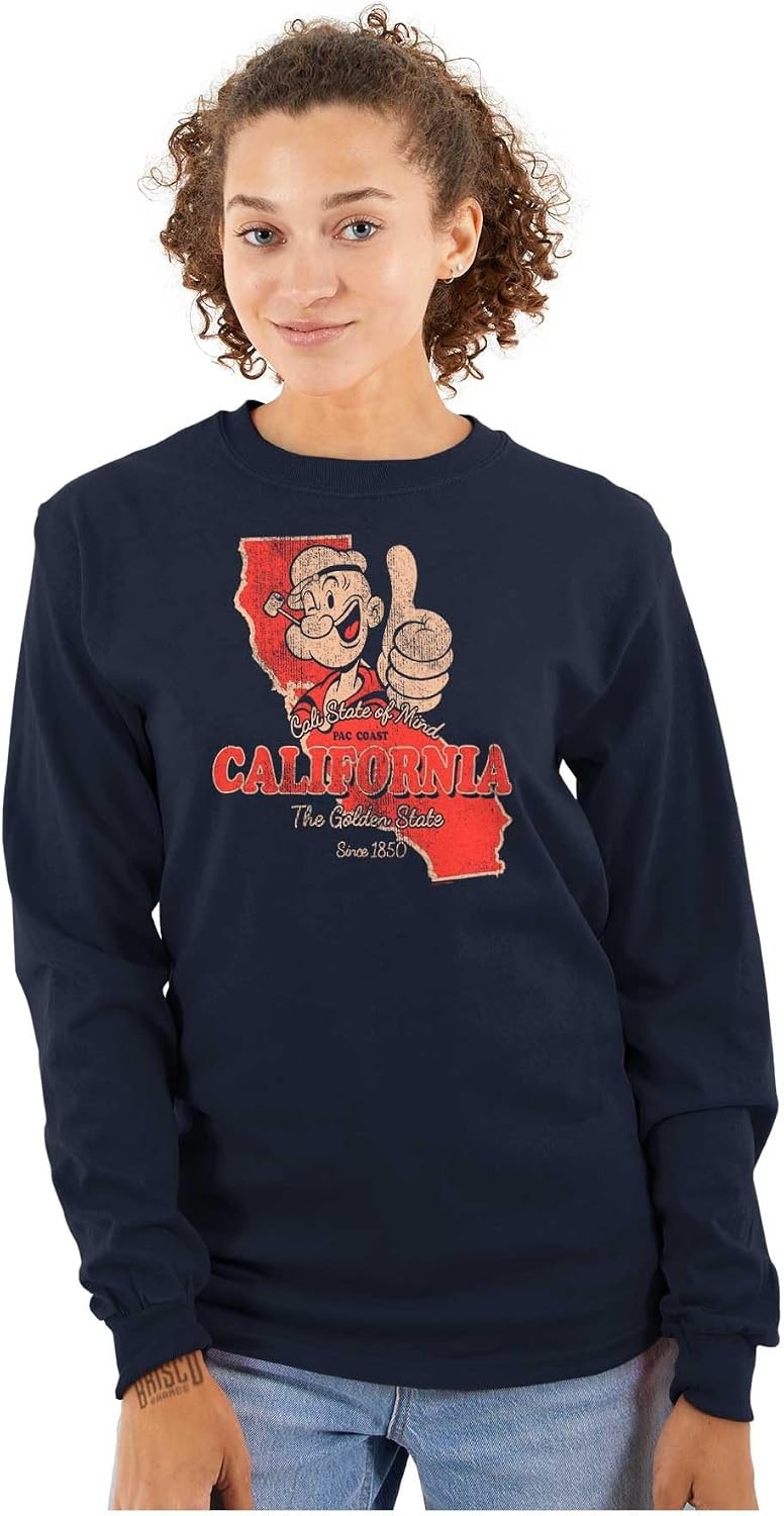 image:imageBrisco Brands Popeye Cartoon American States Long Sleeve Tshirt Men WomenNavy