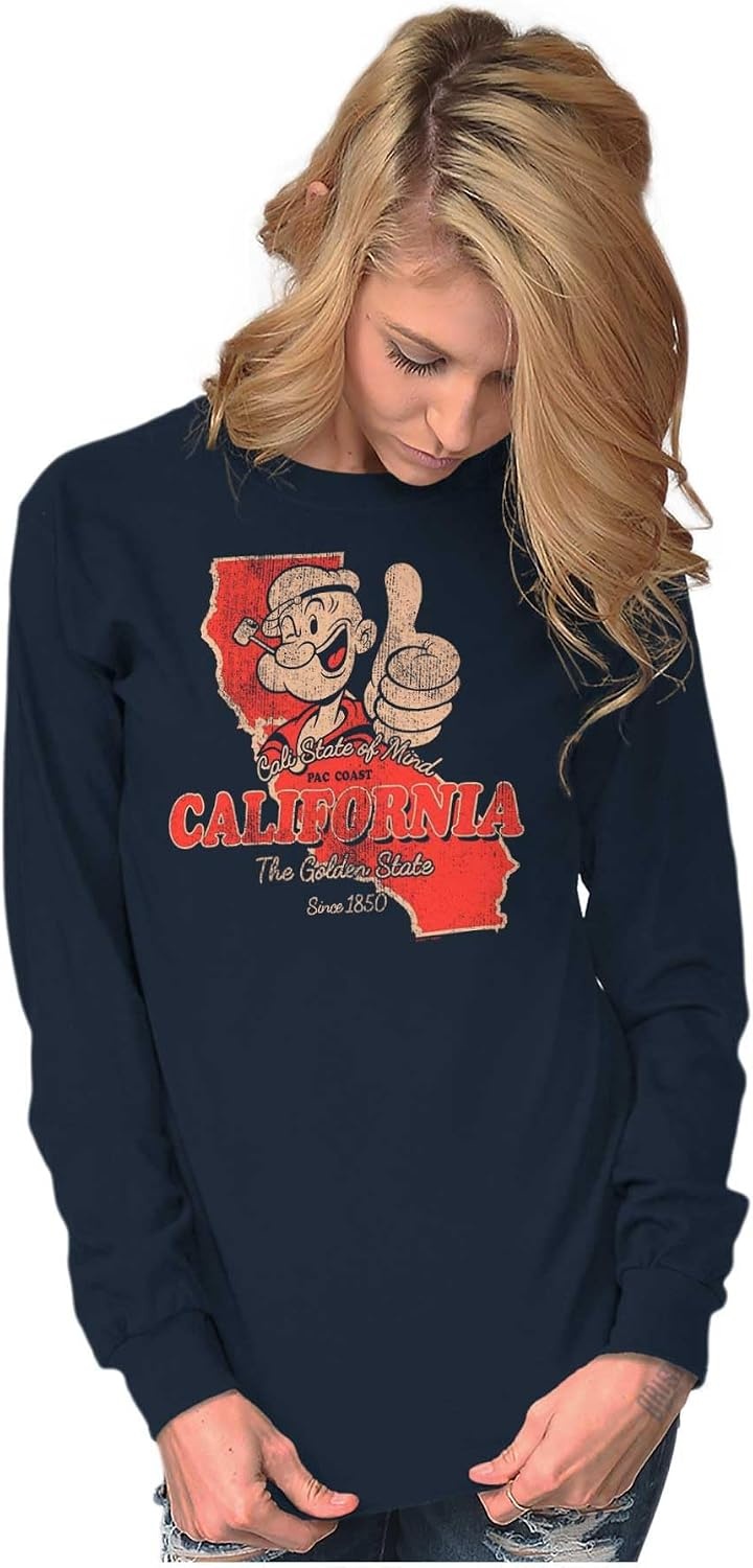 image:imageBrisco Brands Popeye Cartoon American States Long Sleeve Tshirt Men WomenNavy