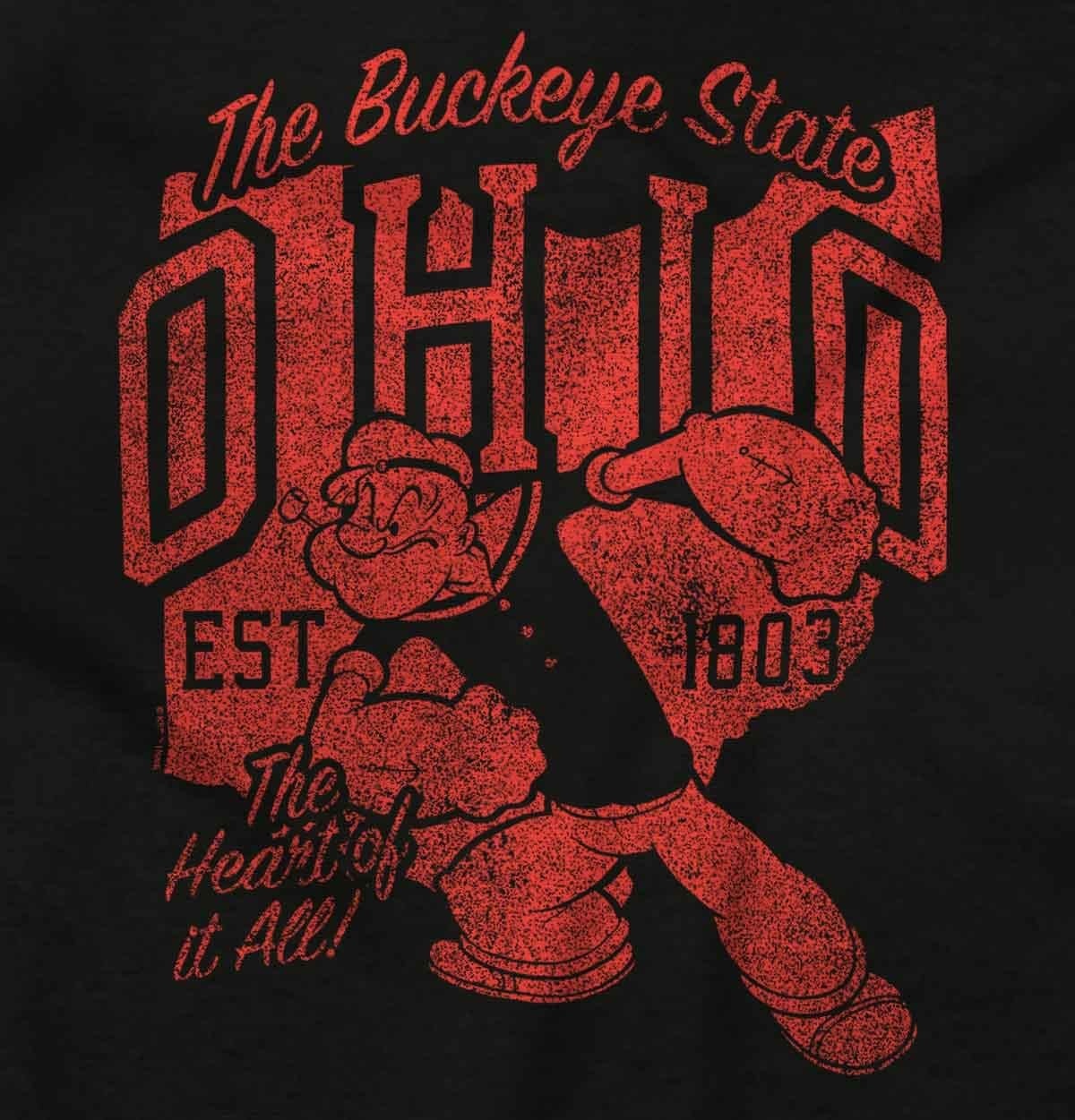 image:imageBrisco Brands Popeye Cartoon American States Long Sleeve Tshirt Men WomenOhio Black