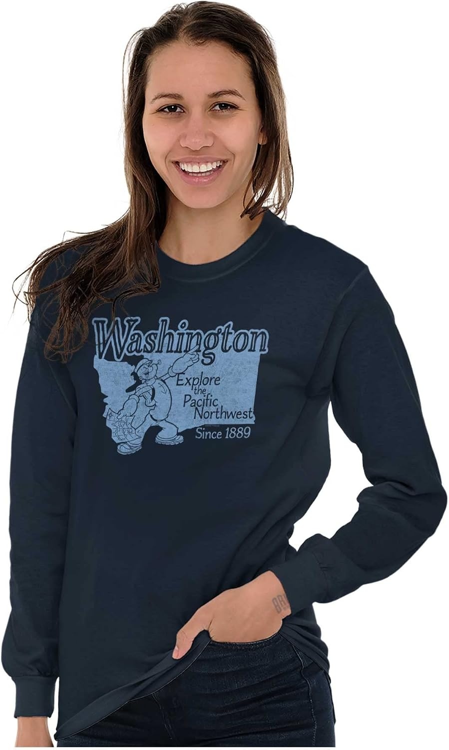 image:imageBrisco Brands Popeye Cartoon American States Long Sleeve Tshirt Men WomenWashington