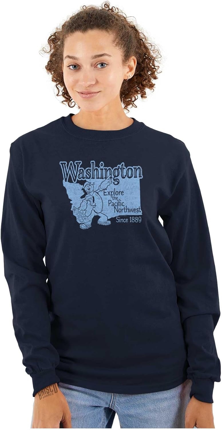 image:imageBrisco Brands Popeye Cartoon American States Long Sleeve Tshirt Men WomenWashington