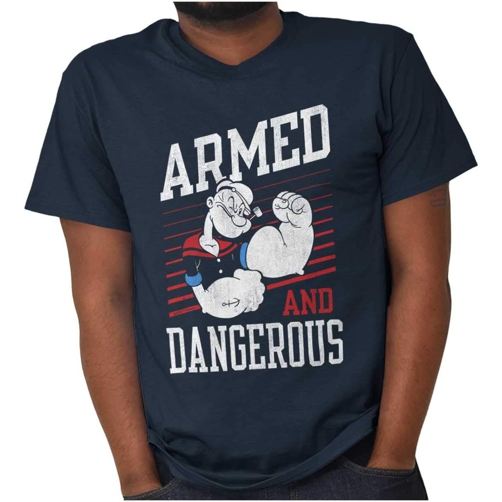 image:imageBrisco Brands Popeye Armed Dangerous Biceps Workout Graphic T Shirt Men or WomenNavy