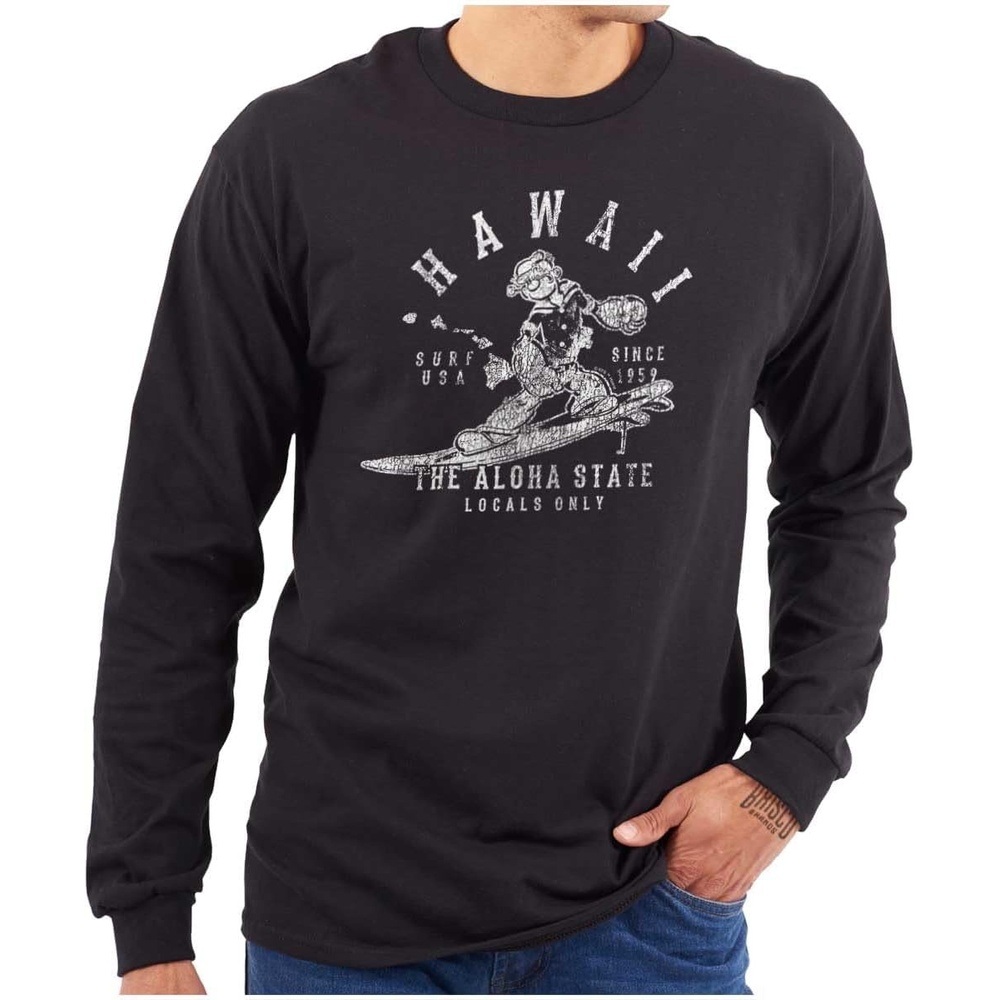 image:imageBrisco Brands Popeye Cartoon American States Long Sleeve Tshirt Men WomenHawaii
