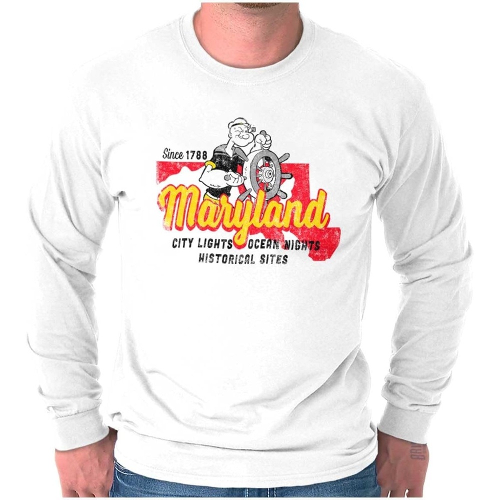 image:imageBrisco Brands Popeye Cartoon American States Long Sleeve Tshirt Men WomenMaryland
