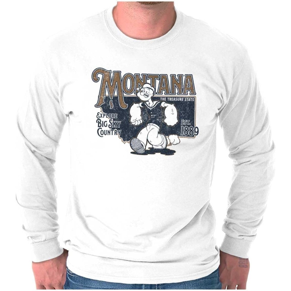 image:imageBrisco Brands Popeye Cartoon American States Long Sleeve Tshirt Men WomenMontana