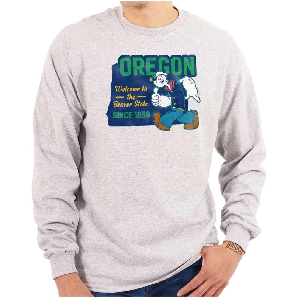 image:imageBrisco Brands Popeye Cartoon American States Long Sleeve Tshirt Men WomenOregon