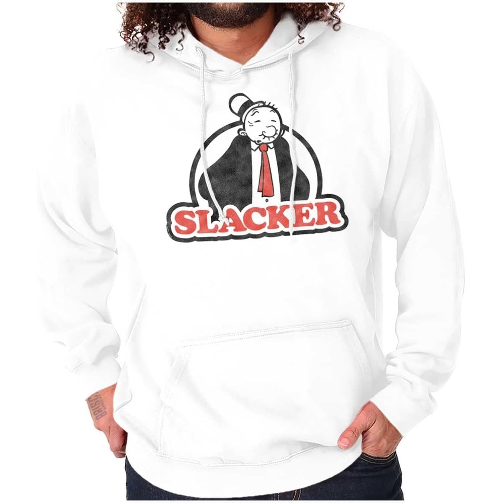 image:imageBrisco Brands Wimpy Slacker Popeye The Sailor Man Hoodie Sweatshirt Women MenWhite