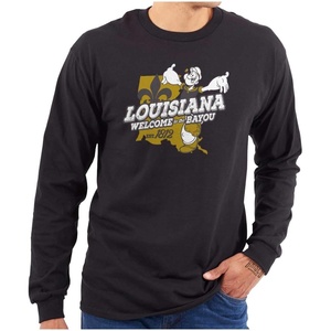 Brisco Brands Popeye Cartoon American States Long Sleeve Tshirt Men Women(Louisiana)