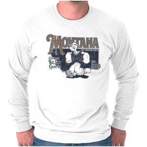 Brisco Brands Popeye Cartoon American States Long Sleeve Tshirt Men Women(Montana)