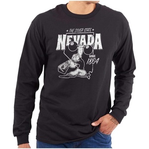 Brisco Brands Popeye Cartoon American States Long Sleeve Tshirt Men Women(Nevada)