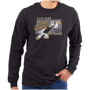 Brisco Brands Popeye Cartoon American States Long Sleeve Tshirt Men Women(South Dakota)