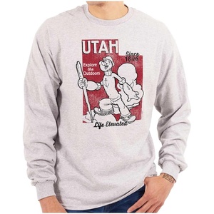 Brisco Brands Popeye Cartoon American States Long Sleeve Tshirt Men Women(Utah)