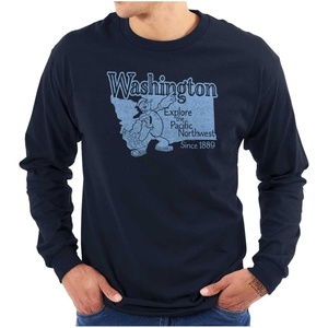 Brisco Brands Popeye Cartoon American States Long Sleeve Tshirt Men Women(Washington)