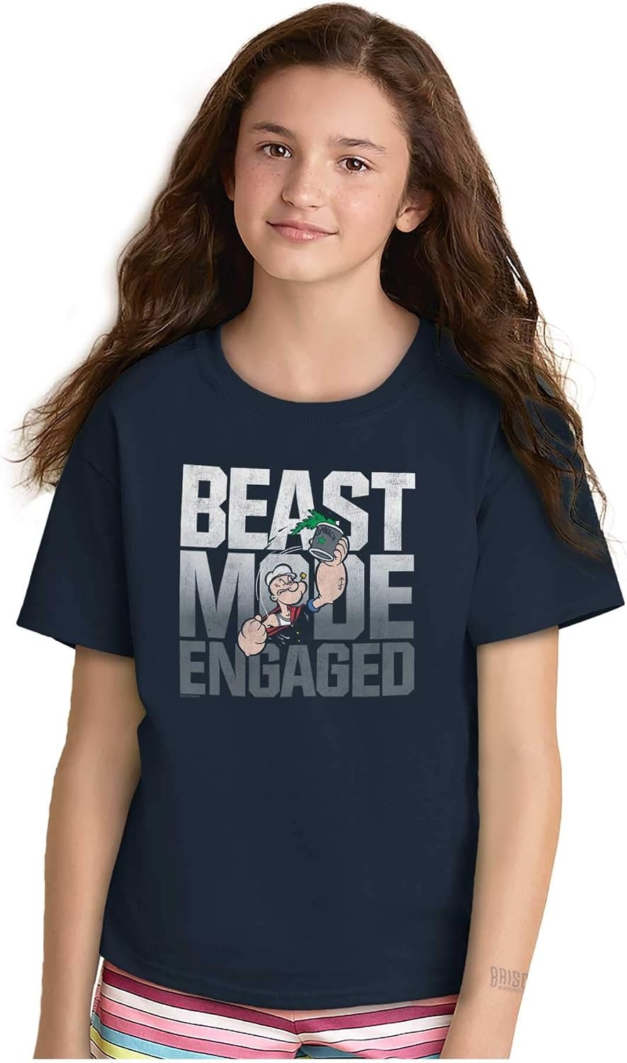 image:imageBrisco Brands Beast Gym Engaged Popeye Sailor Crewneck T Shirts Boy GirlNavy
