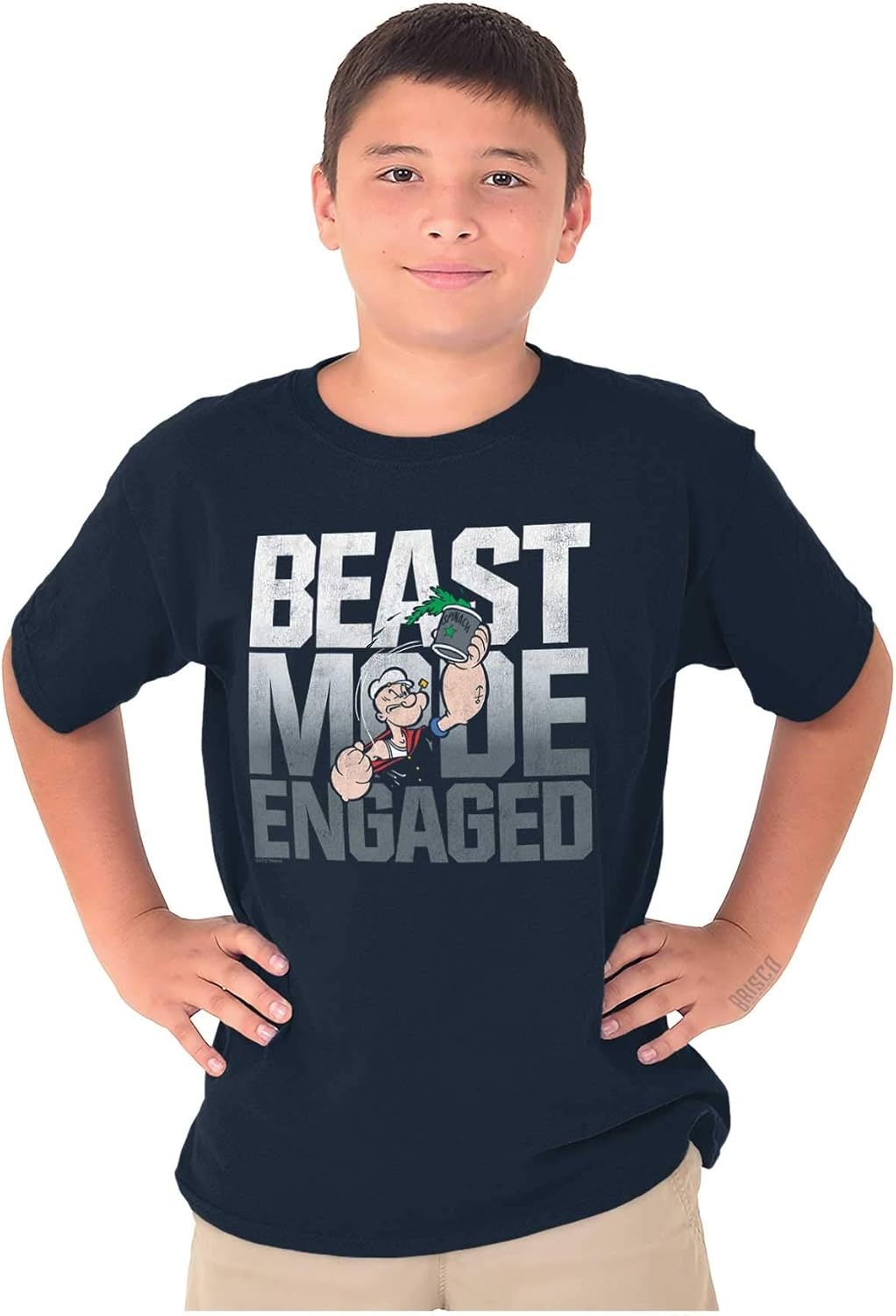 image:imageBrisco Brands Beast Gym Engaged Popeye Sailor Crewneck T Shirts Boy GirlNavy