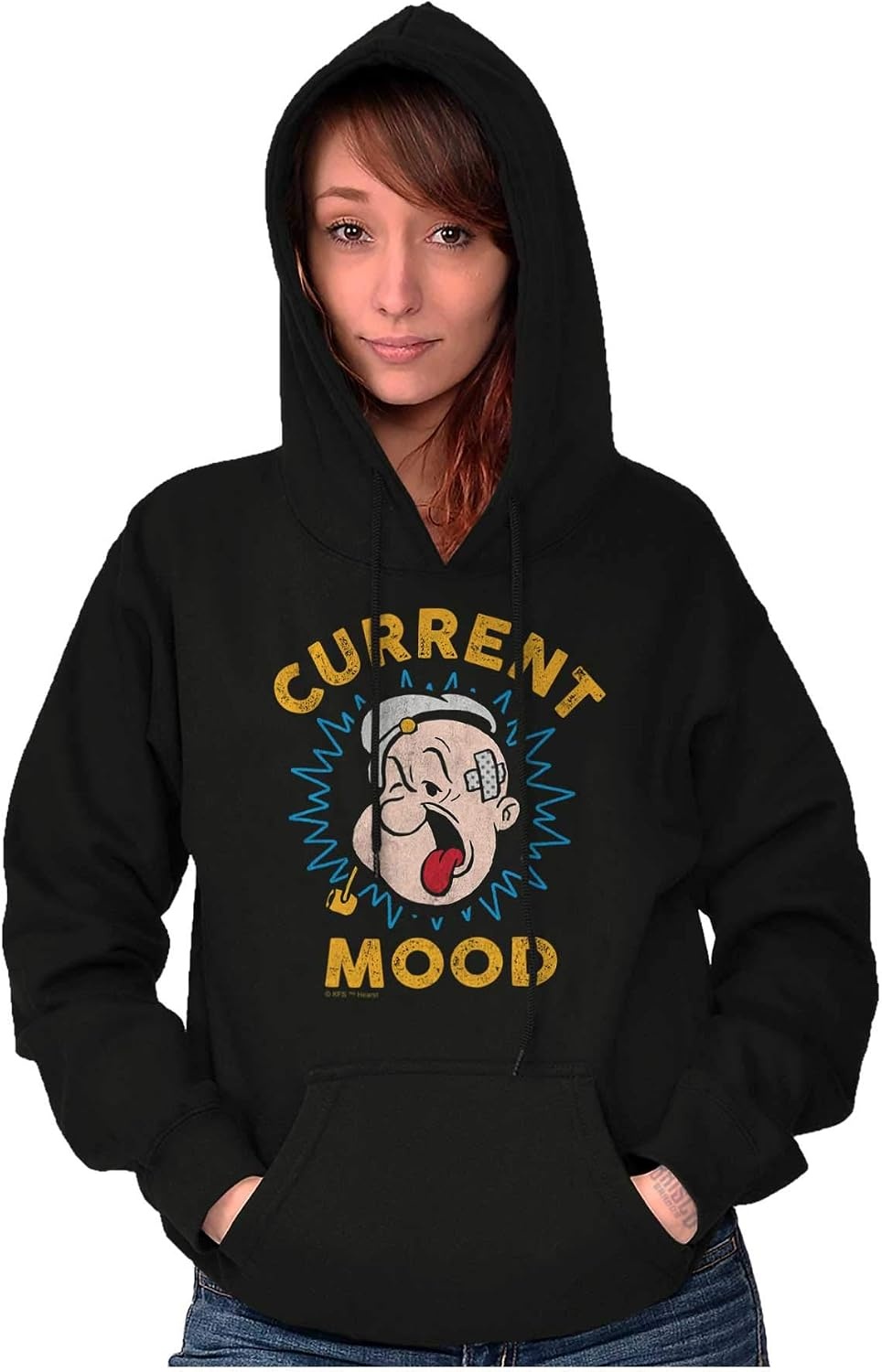 image:imageBrisco Brands Current Mood Popeye The Sailor Man Hoodie Sweatshirt Women MenBlack