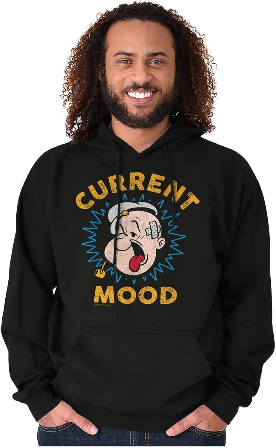 image:imageBrisco Brands Current Mood Popeye The Sailor Man Hoodie Sweatshirt Women MenBlack