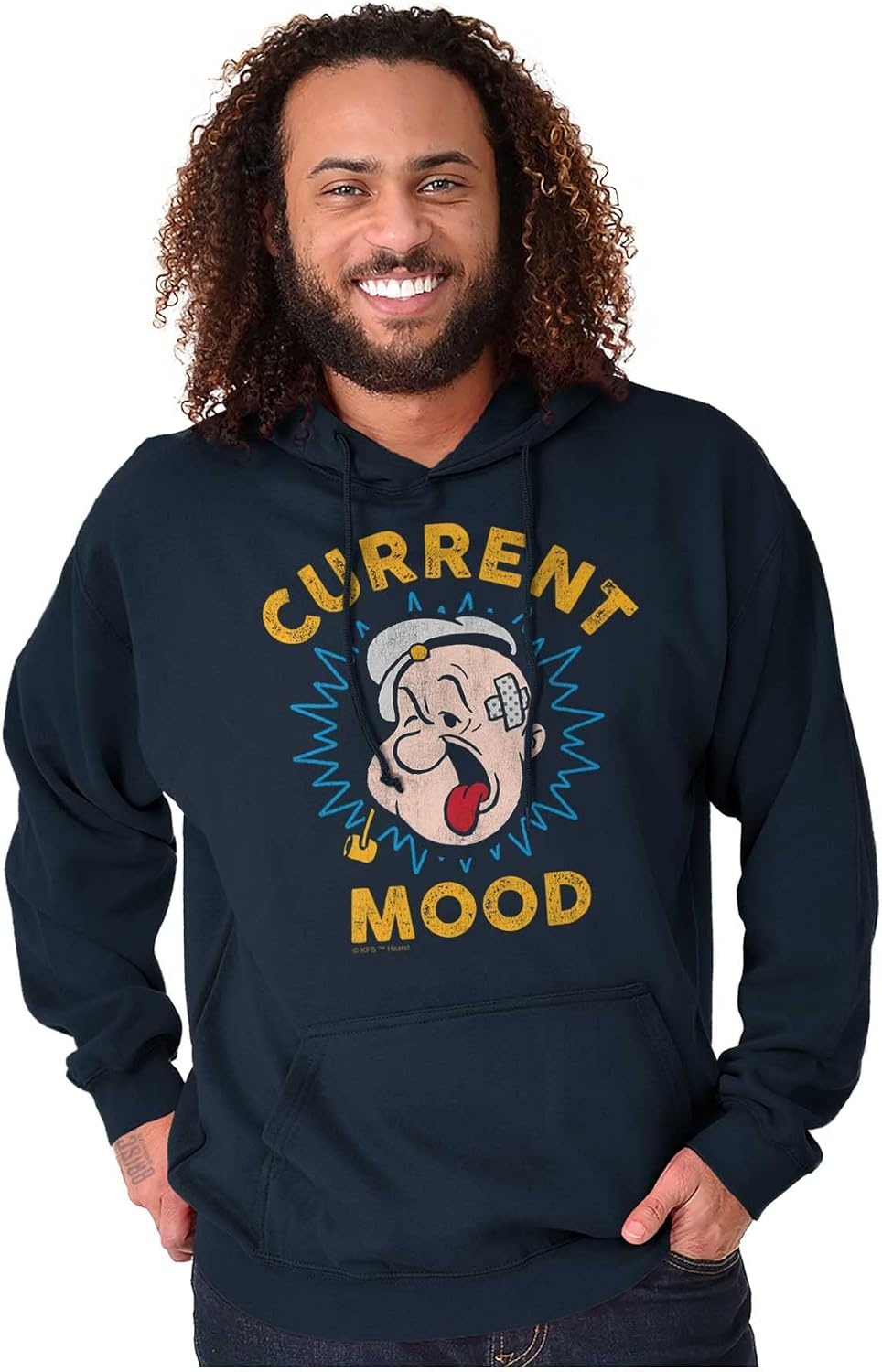 image:imageBrisco Brands Current Mood Popeye The Sailor Man Hoodie Sweatshirt Women MenNavy