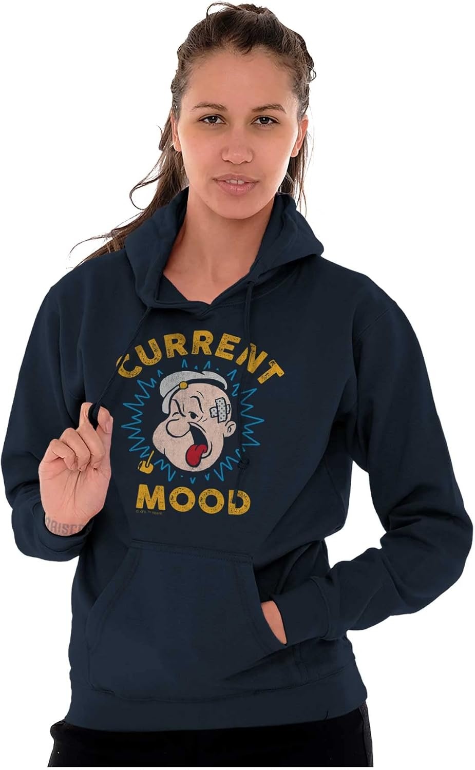 image:imageBrisco Brands Current Mood Popeye The Sailor Man Hoodie Sweatshirt Women MenNavy
