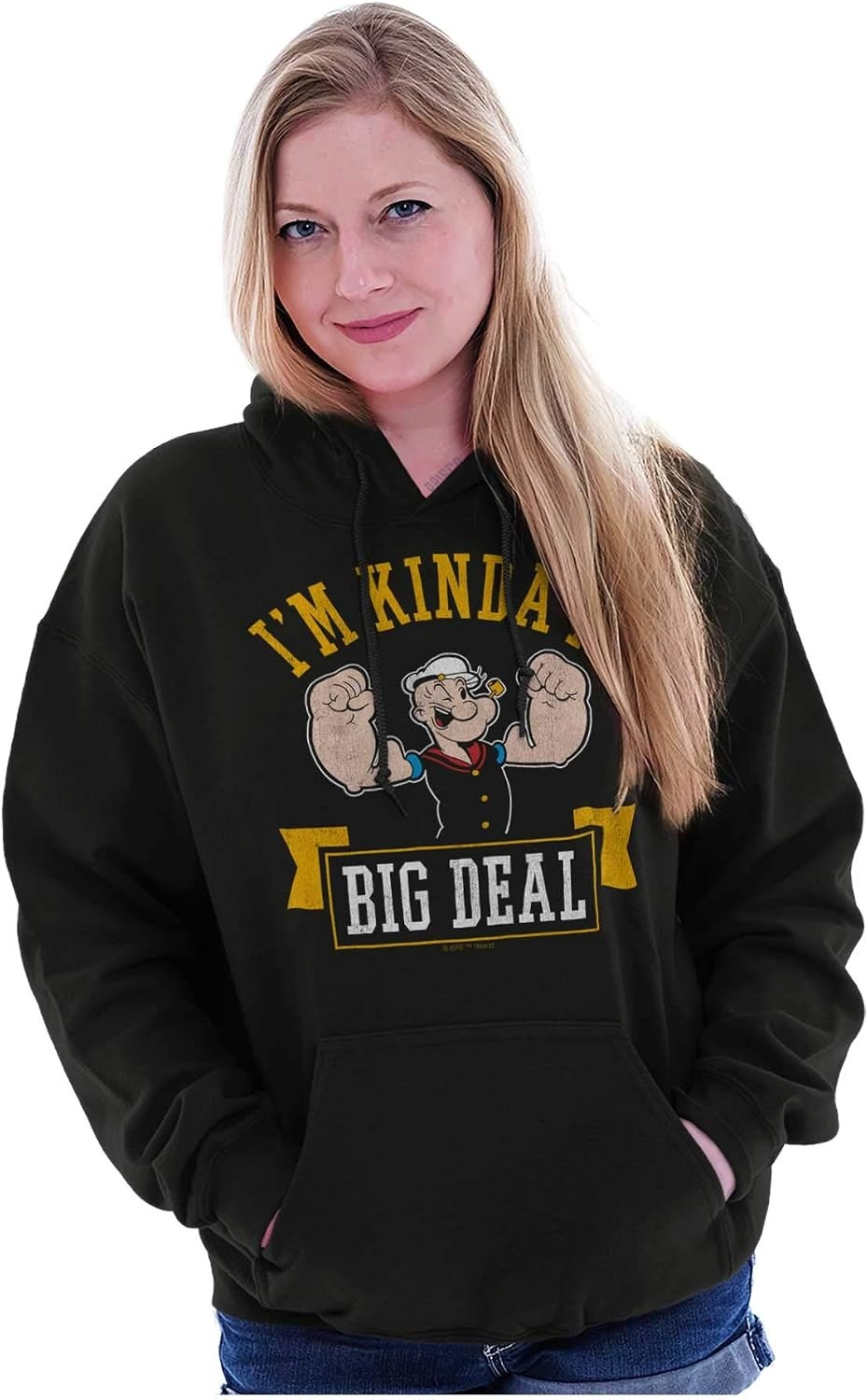 image:imageBrisco Brands Im Kinda Kind of a Big Deal Popeye Hoodie Sweatshirt Women MenBlack