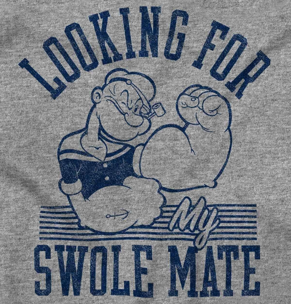 image:imageBrisco Brands Popeye Looking For a Swole Mate Gym Hoodie Sweatshirt Women MenSport Grey