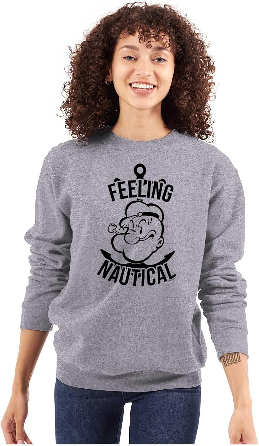 image:imageBrisco Brands Popeye The Sailor Feeling Nautical Sweatshirt for Men or WomenSport Grey