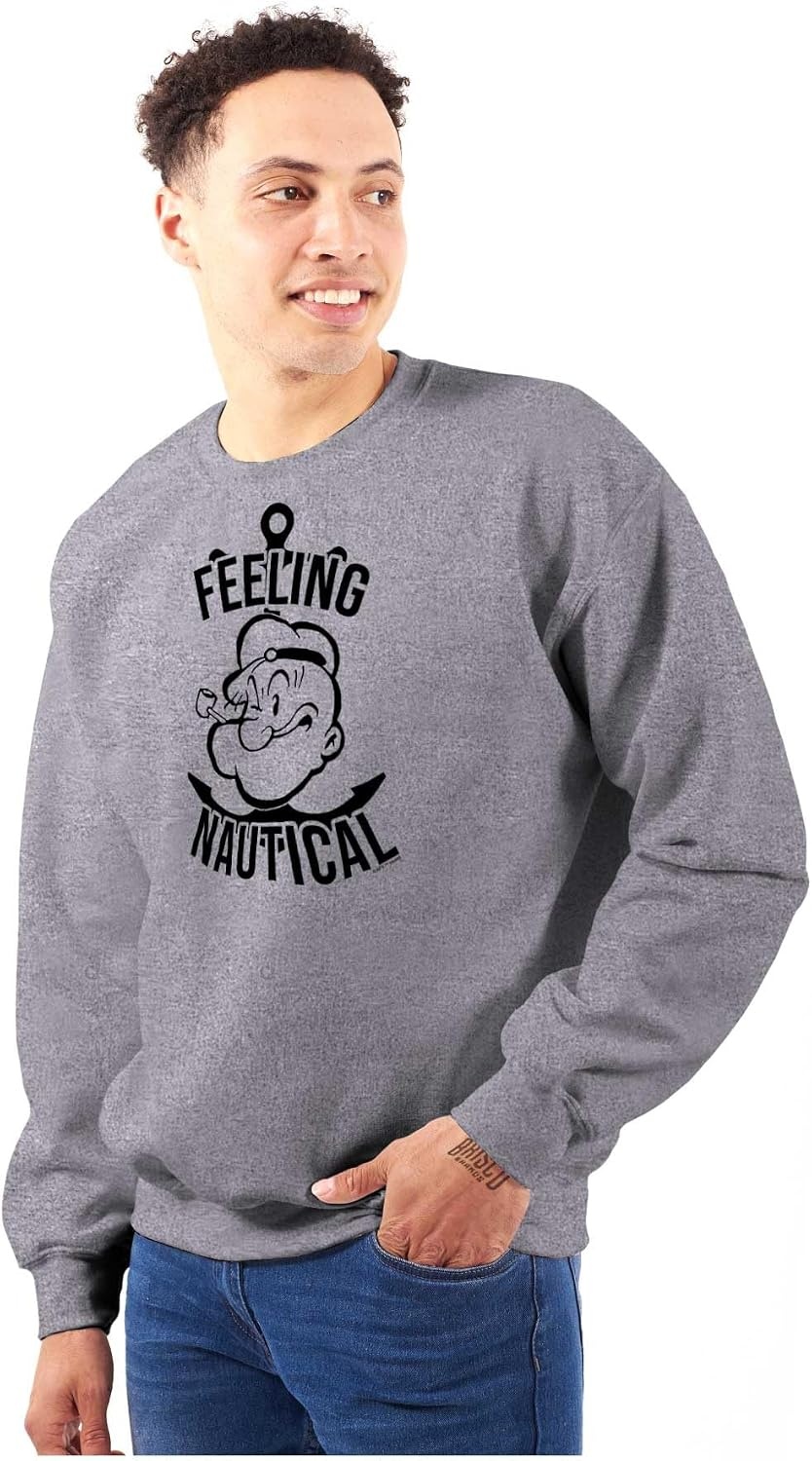 image:imageBrisco Brands Popeye The Sailor Feeling Nautical Sweatshirt for Men or WomenSport Grey