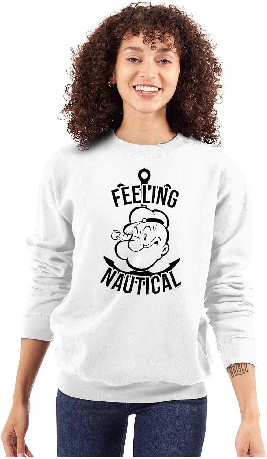 image:imageBrisco Brands Popeye The Sailor Feeling Nautical Sweatshirt for Men or WomenWhite