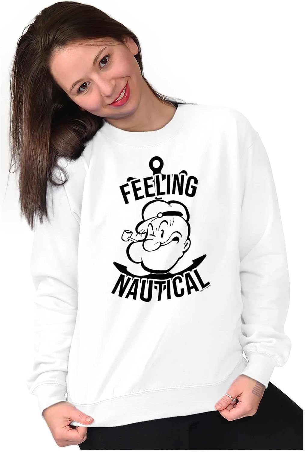 image:imageBrisco Brands Popeye The Sailor Feeling Nautical Sweatshirt for Men or WomenWhite