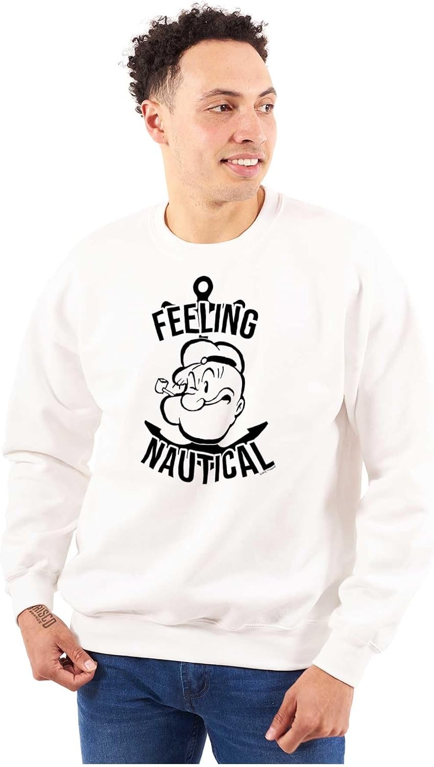 image:imageBrisco Brands Popeye The Sailor Feeling Nautical Sweatshirt for Men or WomenWhite