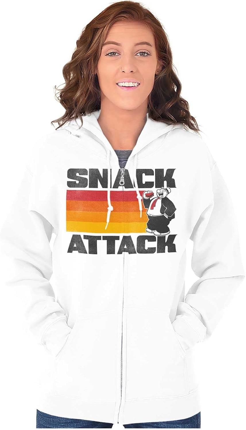 image:imageBrisco Brands Popeye Wimpy Snack Attach Funny Retro Zip Up Hoodie Mens WomensWhite