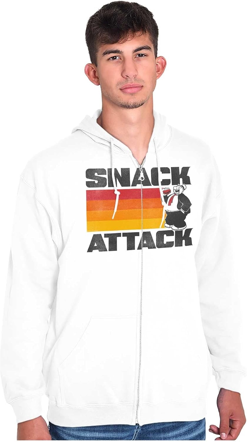image:imageBrisco Brands Popeye Wimpy Snack Attach Funny Retro Zip Up Hoodie Mens WomensWhite